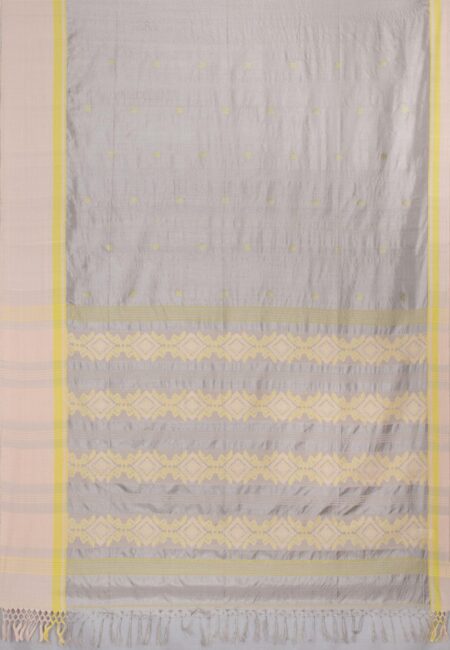 Handwoven Tangail Cotton-Silk Saree with Tassel - Image 4