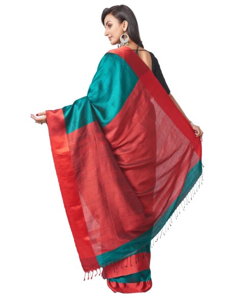 Green & Red Silk Saree - Image 3
