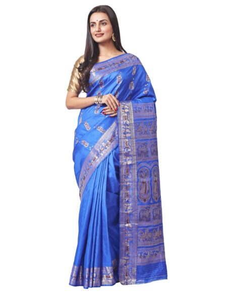 Baluchari Saree with Jori Meena work in Royal Blue
