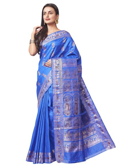 Baluchari Saree with Jori Meena work in Royal Blue - Image 2