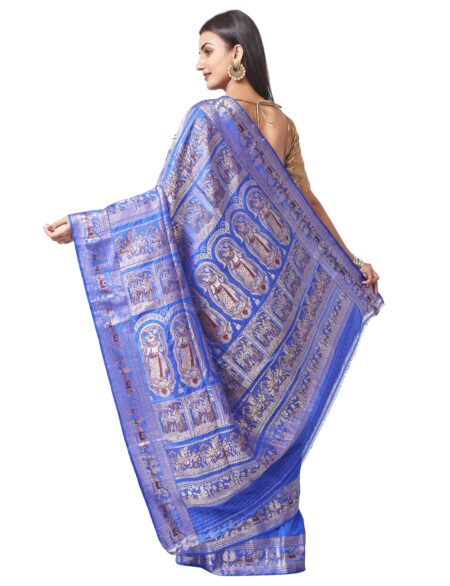 Baluchari Saree with Jori Meena work in Royal Blue - Image 3