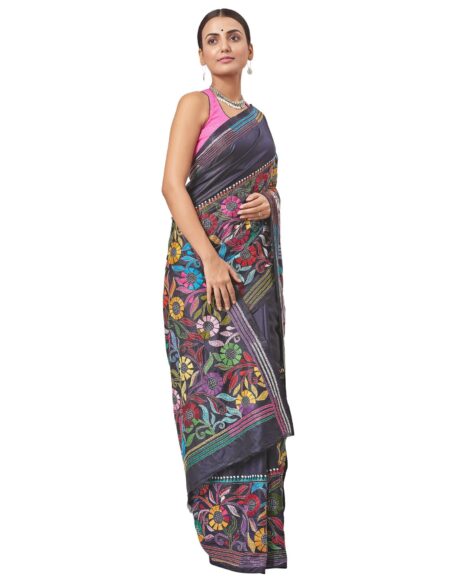 Kantha Silk Saree Multicolour - Image 2