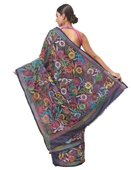 Kantha Silk Saree Multicolour - Image 4