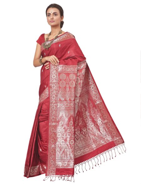 Tangail Silk Saree Maroon - Image 3