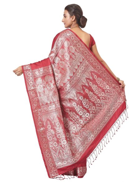 Tangail Silk Saree Maroon - Image 2