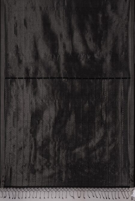 Calcutta Retro - Handwoven Zari Silk Saree with Tassel - Black - Image 4