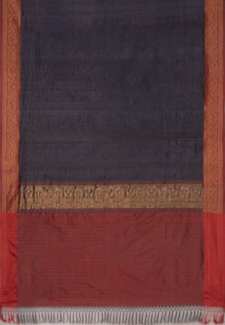 Cut-Shuttle Tussar Silk Saree with Tassel - Image 4