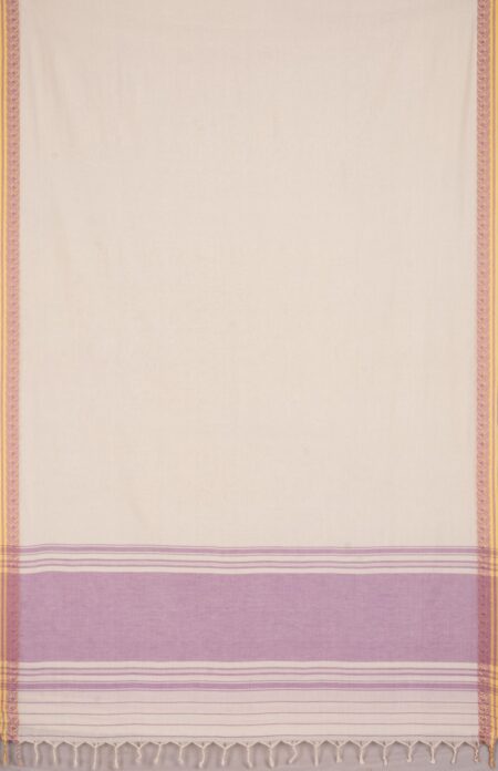 Handwoven Dhaniakhali Cotton Saree with Tassel - Image 3