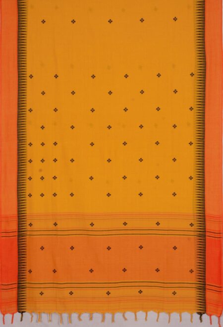 Handwoven Dhaniakhali Cotton Saree with Tassel - Image 4