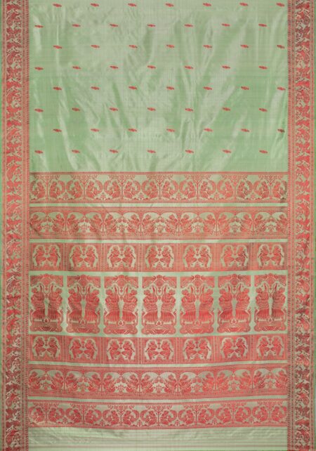 Baluchari Silk Saree Green - Image 4