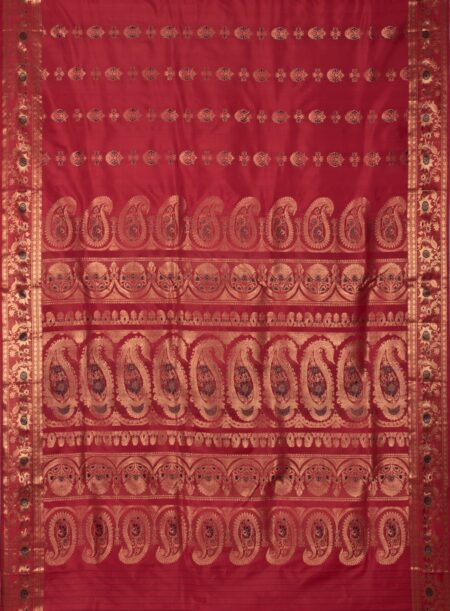 Red Baluchari Saree with Zari Mina work - Image 5