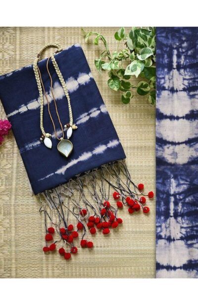 Tie Dye Tangail Cotton Saree with Tassel