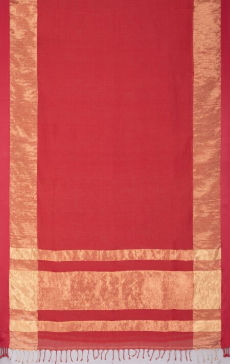 Handwoven Linen Zari Saree - Image 4