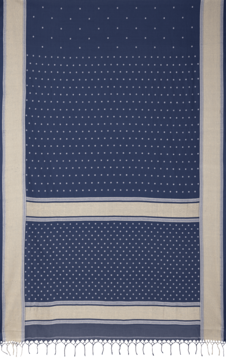Cotton Jamdani Saree Blue - Image 5