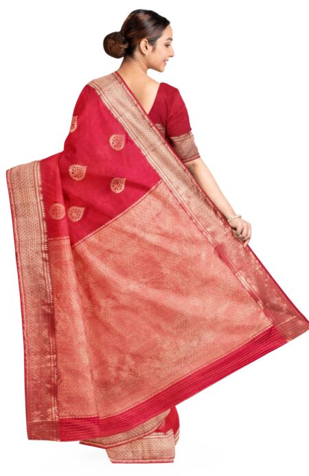 Baluchari Silk Saree - Red - Image 3