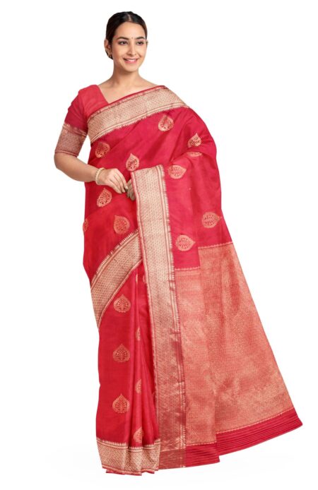 Baluchari Silk Saree - Red - Image 2