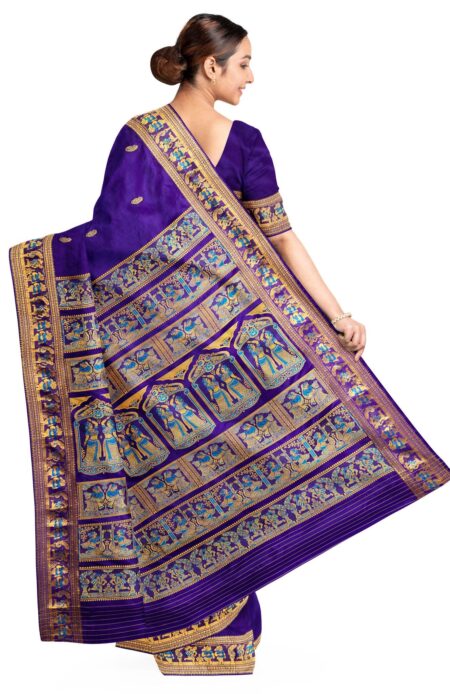 Baluchari Purple Silk Saree with Mina work - Image 2