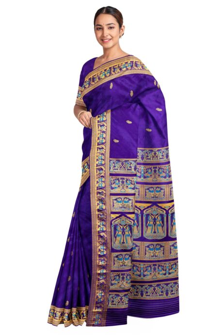 Baluchari Purple Silk Saree with Mina work