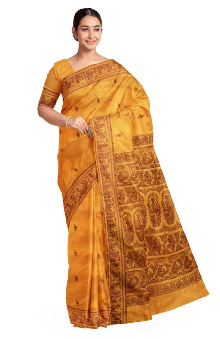 Baluchari Silk Saree Mustard Yellow