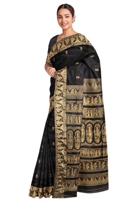 Handwoven Baluchari Silk Saree Black