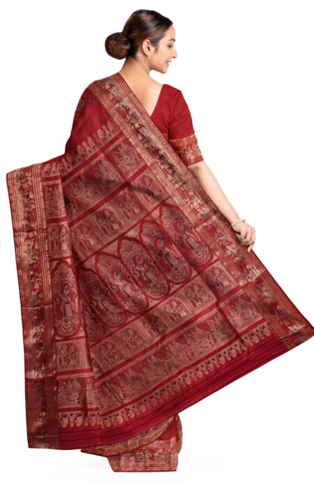 Baluchari Silk Saree Red - Image 2
