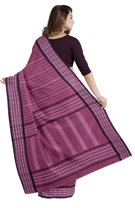 Handloom Cotton Saree Magenta - Image 3