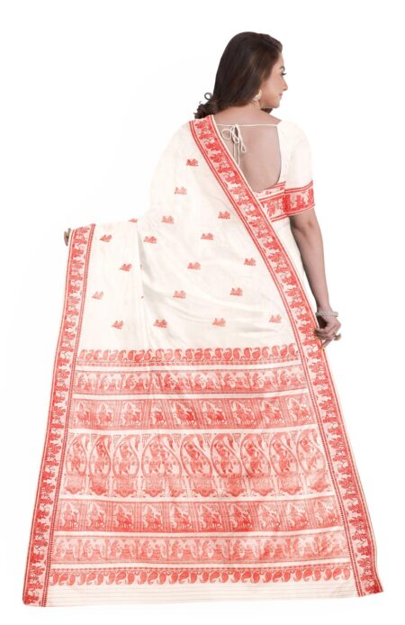 Baluchari Silk Saree - Off White - Image 2