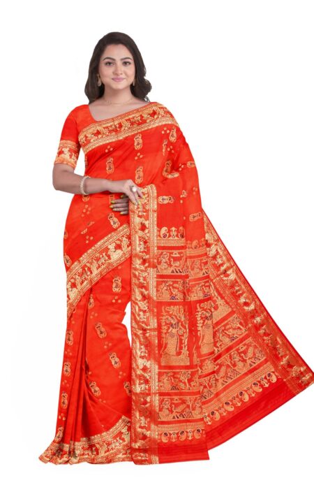 Baluchari Zari Meena Silk Saree - Red