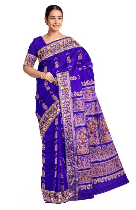 Baluchari Zari Meena Silk Saree Blue