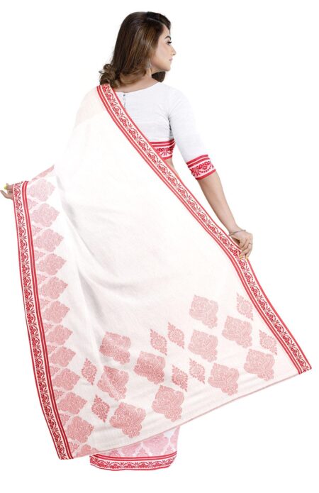Tangail Cotton Saree With Tassel - Image 3