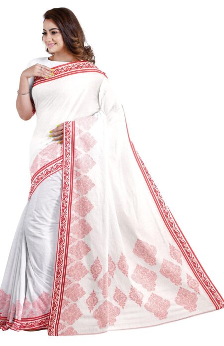 Tangail Cotton Saree With Tassel - Image 2
