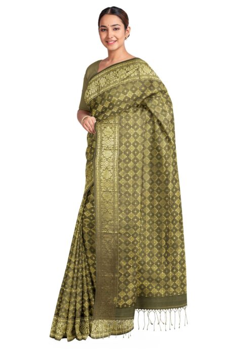 Silk Saree Olive Green