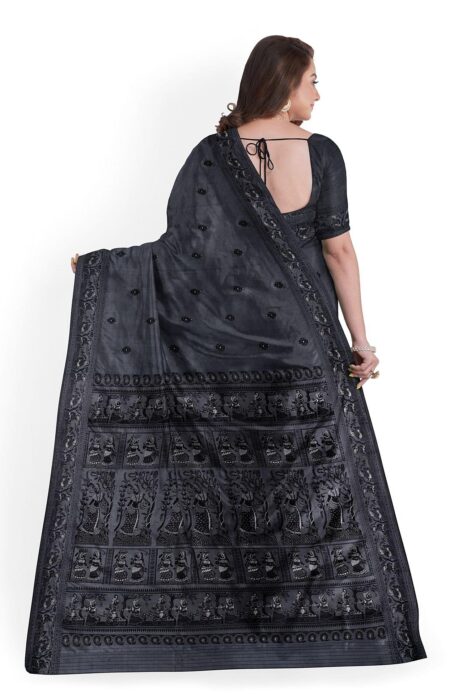 Baluchari Silk Saree Slate Black - Image 2