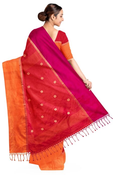 Handwoven Tangail Silk Saree Red - Image 2