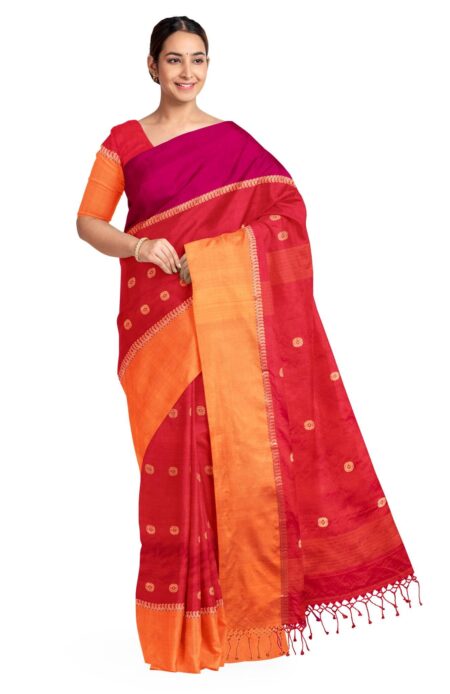 Handwoven Tangail Silk Saree Red