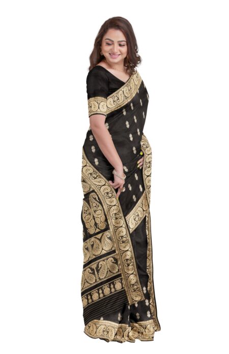Baluchari Silk Saree Black - Image 3