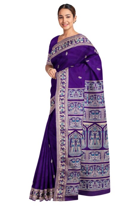 Baluchari Silk Saree Blue - Image 2