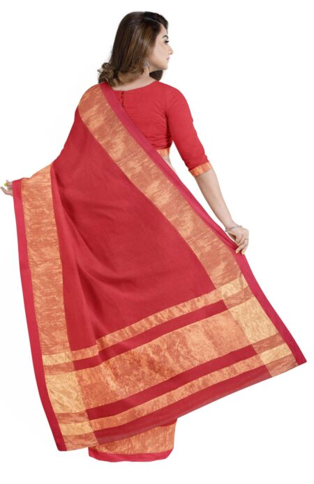 Handwoven Linen Zari Saree - Image 3
