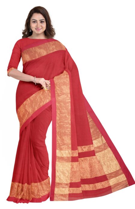 Handwoven Linen Zari Saree