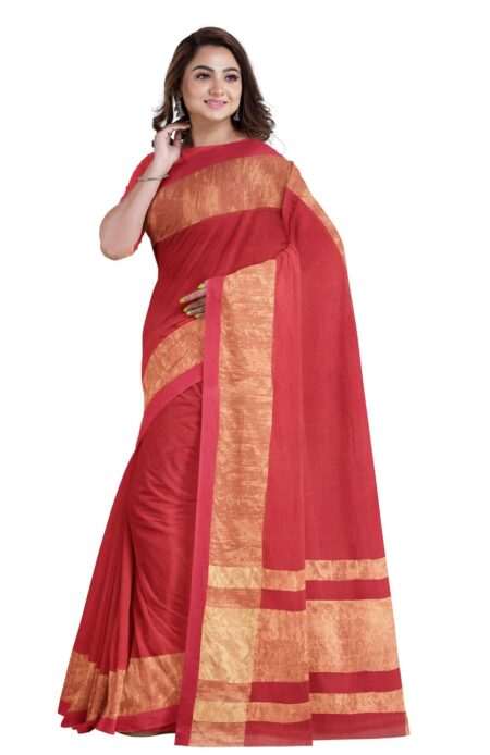 Handwoven Linen Zari Saree - Image 2