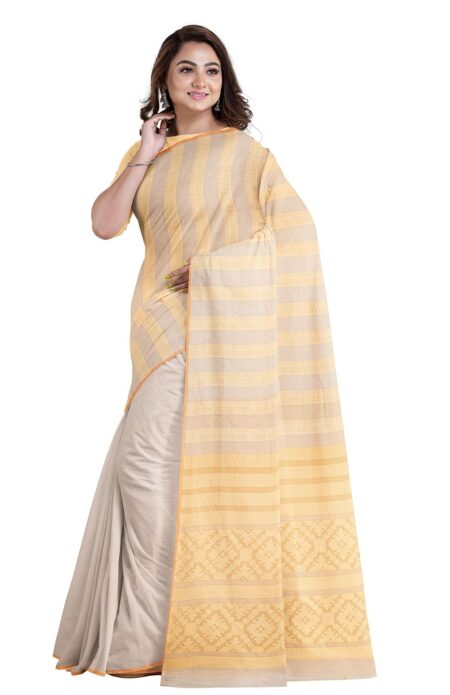 Tangail Cotton Saree With Tassel - Image 2