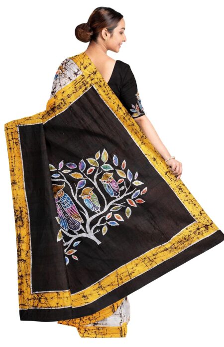 Batik Silk Saree Green - Image 2