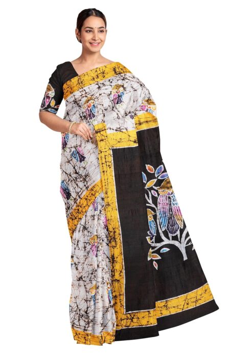 Batik Silk Saree Green - Image 3