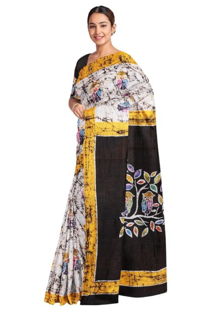 Batik Silk Saree Green