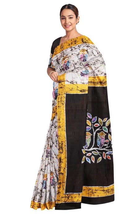 Batik Silk Saree Green