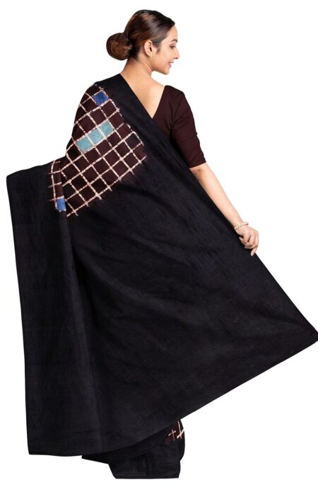 Batik Silk Saree Brown - Image 3