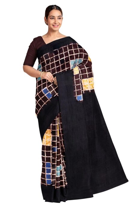 Batik Silk Saree Brown - Image 2