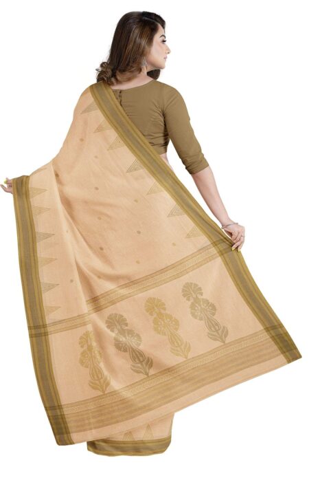 Handwoven Mercerised Cotton Saree With Tassel - Image 3