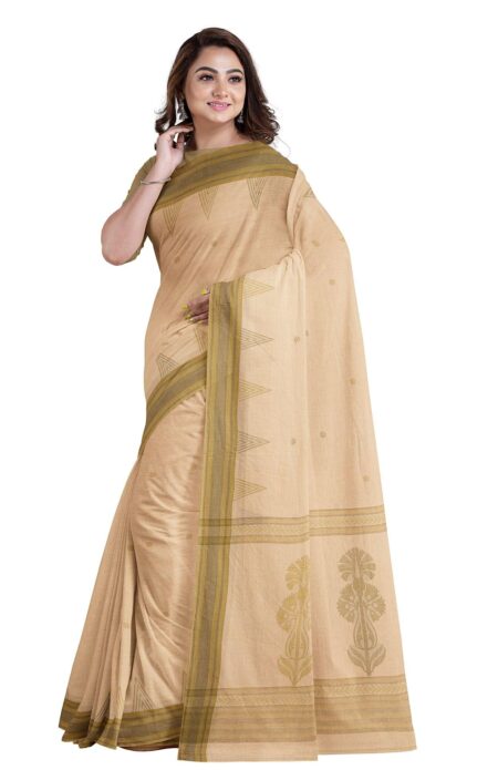 Handwoven Mercerised Cotton Saree With Tassel - Image 2
