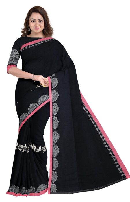 Tangail Cotton Saree With Tassel - Image 2